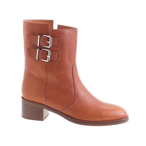 J. Crew Cognac Dean Midshaft Leather Buckle Pull On Boot - Picture 2 of 6